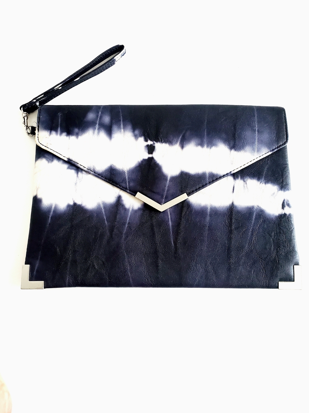 Wristlet Clutch Bag - Black & White Tie-Dye